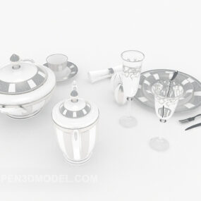 Повні набори домашнього керамічного посуду 3d модель