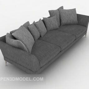 Home Three-person Gray Sofa 3d model