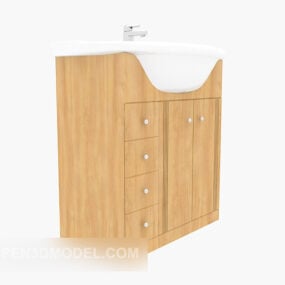 Mobile lavabo in legno per la casa modello 3d