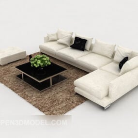 Τρισδιάστατο μοντέλο οικιακού λευκού casual συνδυαστικού καναπέ