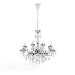 White Crystal Classic Chandelier 3d-malli