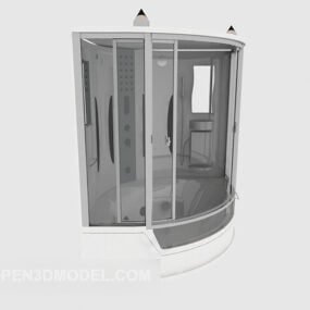 Modelo 3d de banheiro quadrado de vidro