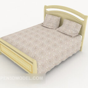 تخت خواب دو نفره بنفش روشن چوبی هوم مدل سه بعدی