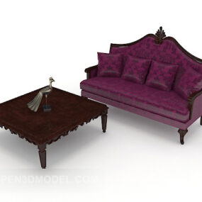 Home Wood Purple Double Sofa 3d model
