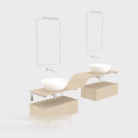 Modelo 3d de armário de banho de madeira para casa