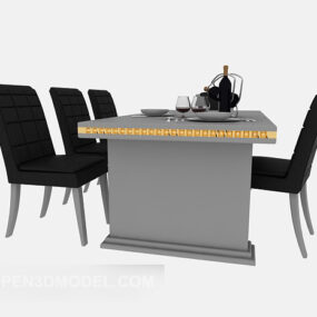 Model 3d Meja Makan Kayu Rumah