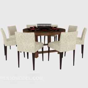 Set di sedie da tavolo per Hot Pot Shop modello 3d