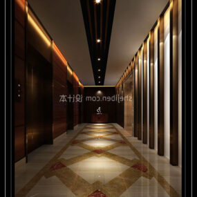 Dark Lobby Hotel Interior 3d model