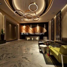 Hotel Hall Room Marble Finish 3d model