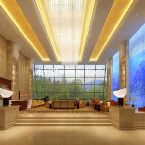 مدل سه بعدی فضای سالن رستوران هتل