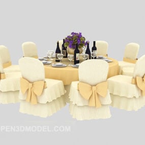 Hotel Dinning Table Chairs 3d model