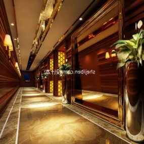 Hotel Lobby Night Interior 3d model