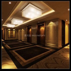Hotel Dark Interior 3d model
