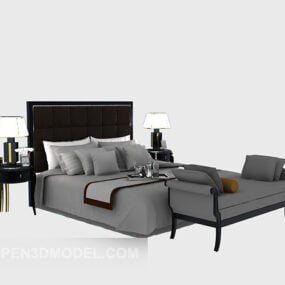 Hotelli Hotel Bed Grey Color 3d-malli