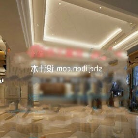 Modello 3d della decorazione moderna della lobby dell'hotel