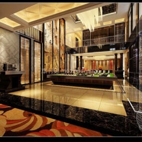 Hotel Lobby Hall Space Decoration 3d model