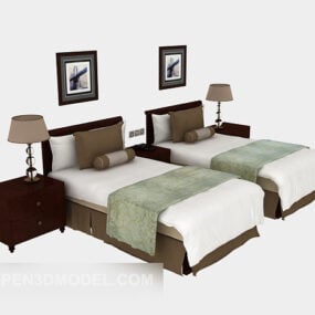 Hotel-Twin-Einzelbett-3D-Modell