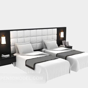 Hotel Modern Twin Single Bed Furniture 3d model