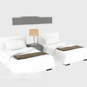 Hotel Twin Single Bed Furniture Set 3d model