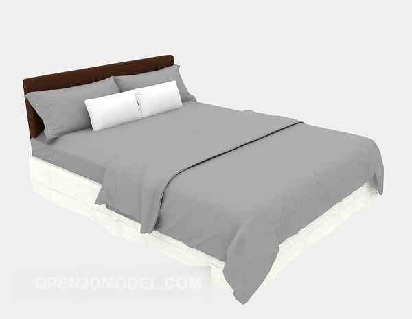 Hotel houten bed grijze deken