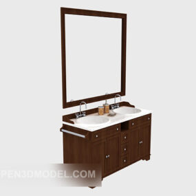 Hotel Solid Wooden Bath Cabinet 3d model