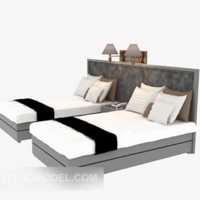 होटल-शैली ट्विन सिंगल बेड फ़र्निचर 3डी मॉडल