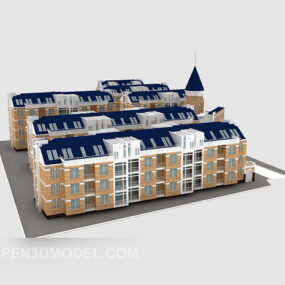 Paysage de la ville de la maison européenne modèle 3D