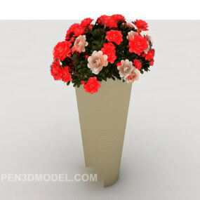 Kapalı Çiçek Bitki Vazo Dekorasyon Seti 3d model