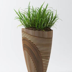 Interior decoration green plant vase 3d model