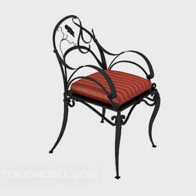 Modelo 3d de cadeira vintage com assento traseiro de ferro