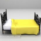 Σιδερένιο κρεβάτι με κίτρινη κουβέρτα