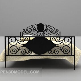 3д модель мебели с двуспальной кроватью из железного материала