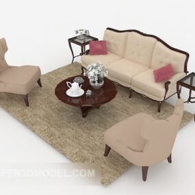 Set Sofa Vintaj Elegan Eropah model 3d