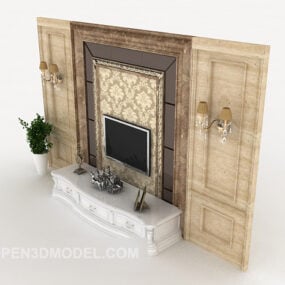 Euro Style Tv Wall 3d model