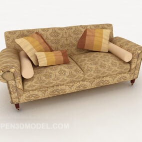 Western Pattern Double Sofa 3d model