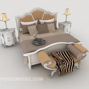 西洋デザインのベッド家具の古典的な3Dモデル