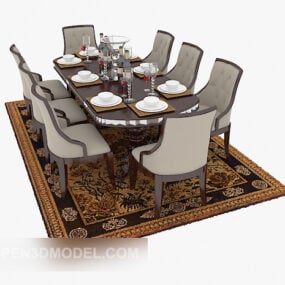 Western Home Dinning Table 3d model