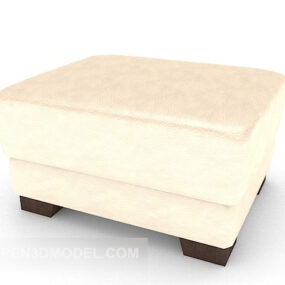 Western Beige Leather Sofa Stool 3d model