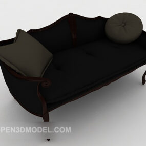 Western Black Double Sofa 3d model