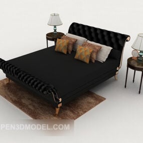 Western Black Modern Double Bed 3d model