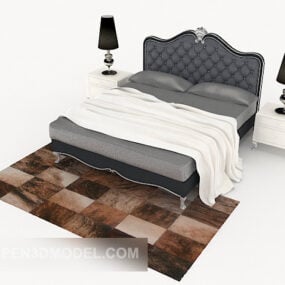 Western Grey Double Bed 3d model