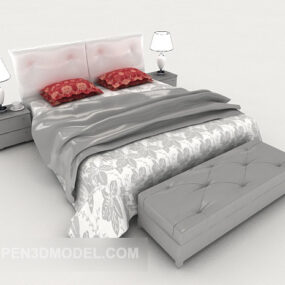 European Grey Home Double Bed 3d model