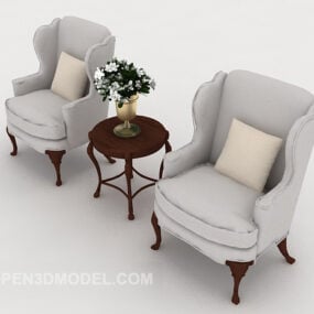 Western Grey Single Sofa Set 3d model