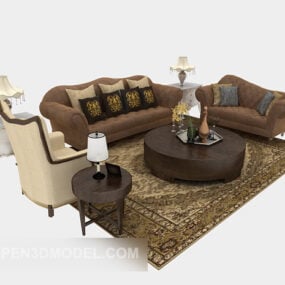 Jane O Home Brown Combination Sofa 3d model