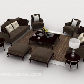 Model 3d Sofa Kombinasi Kelabu-coklat Rumah Jane O