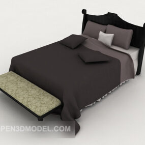 Szare podwójne łóżko Western Home V1 Model 3D
