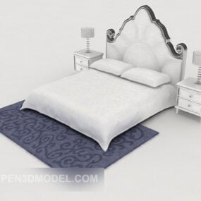 Białe podwójne łóżko Western Home Model 3D