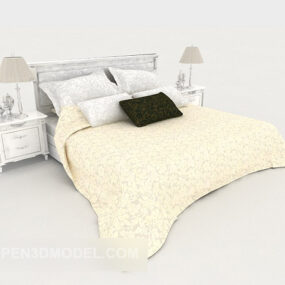 Białe podwójne łóżko Western Home Model 3D