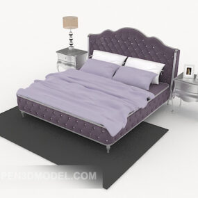 Model 3D podwójnego łóżka zachodniego fioletu