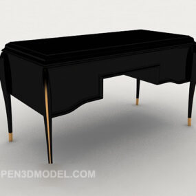 Western 'brien Czarne proste biurko Model 3D